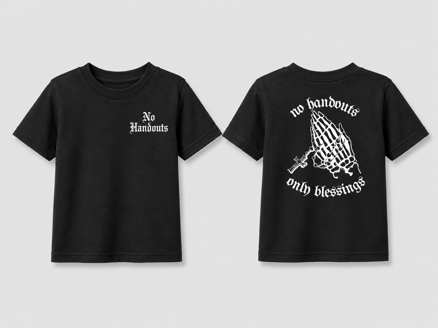 Kids - Black No Handouts Only Blessings Praying Hands
