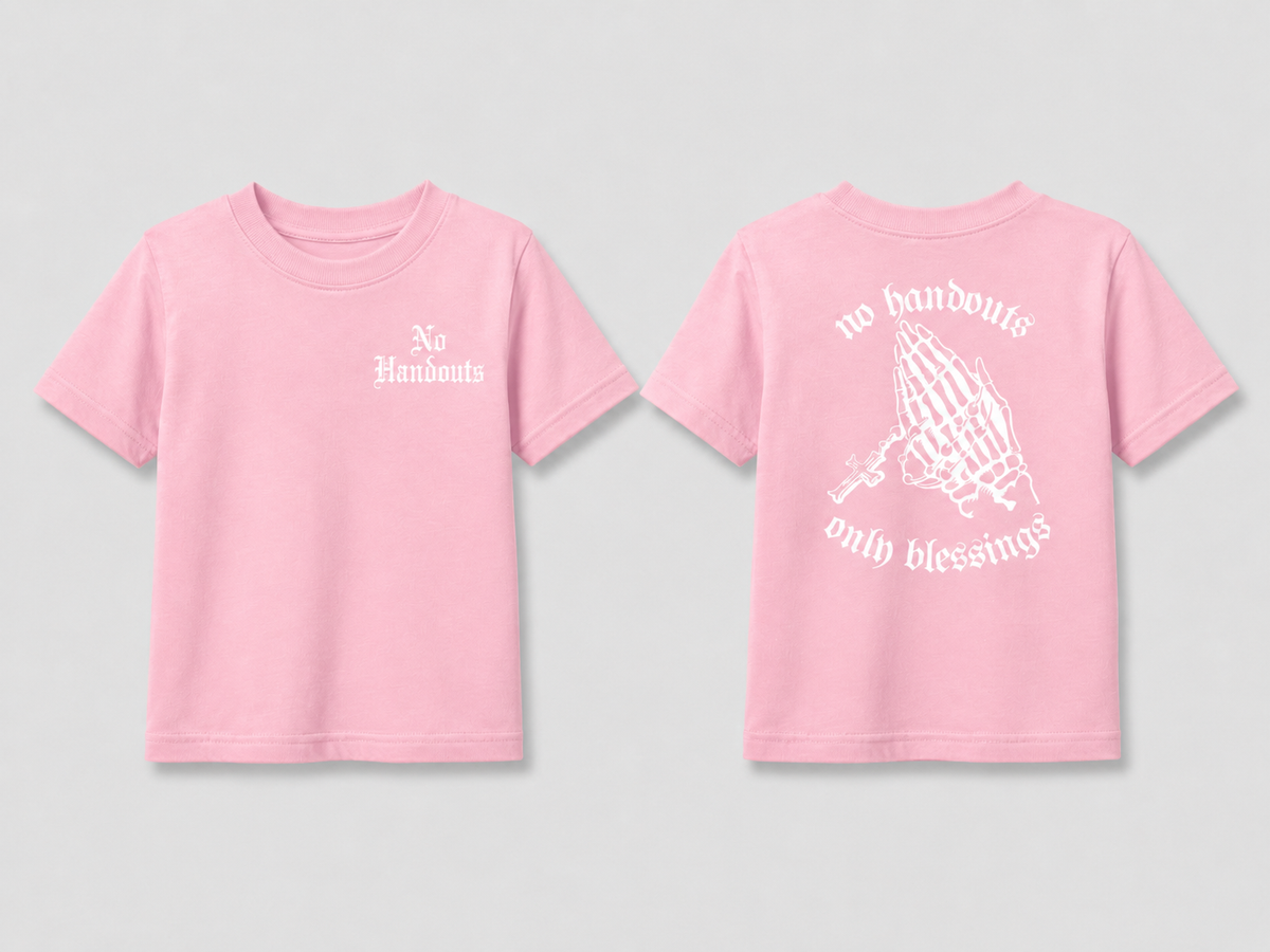 Kids - Pink  No Handouts Only Blessings Praying Hands