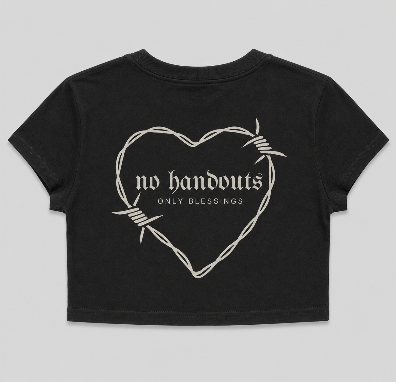 Women's No Handouts Only Blessings Barbed Heart - Crop Top